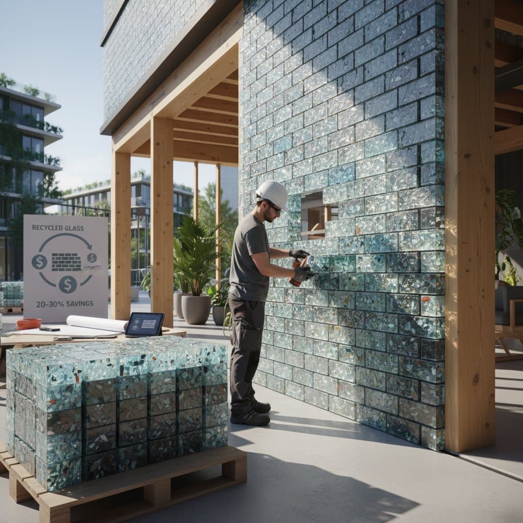 Image for Recycled Glass Eco-Bricks Cut Costs 20-30% Faster