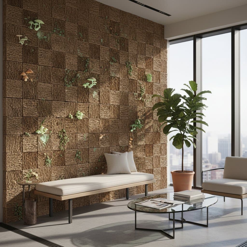 Mycelium Bricks Turn Farm Waste Into Living Walls