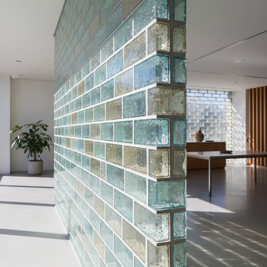 Recycled Glass Bricks: 50 Pounds Less Waste Per Wall