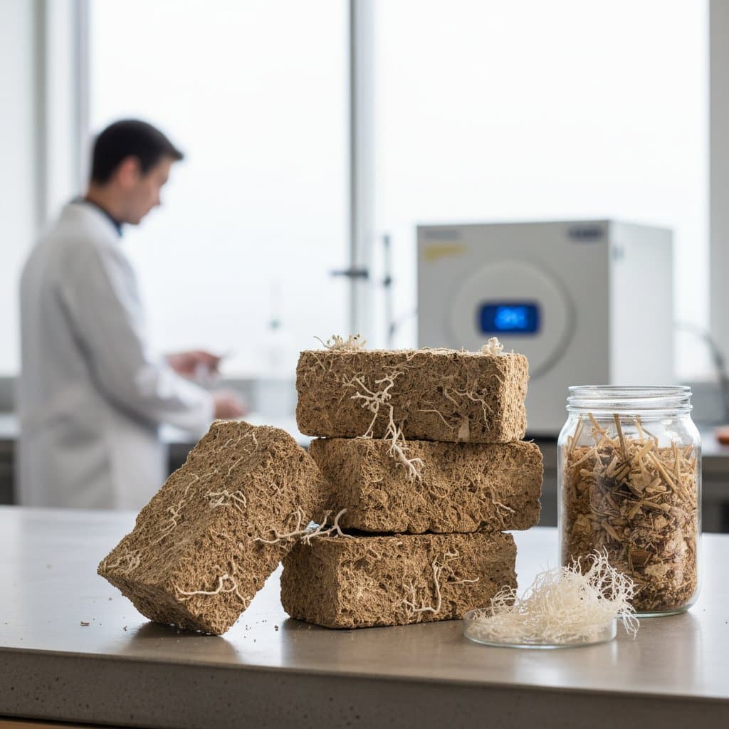 Image for Mycelium Bricks Grow at Room Temperature Using Farm Waste