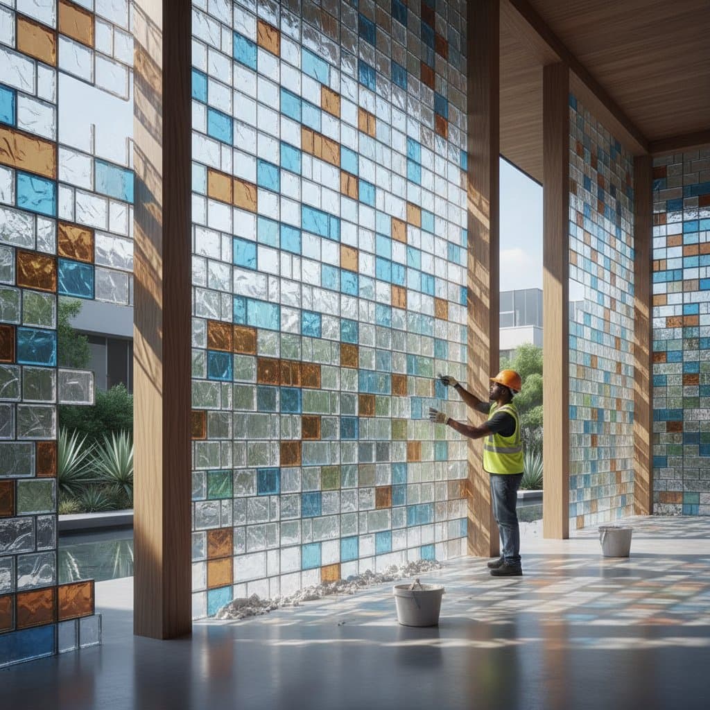 Image for Recycled Glass Masonry Transforms Waste Into Light-Catching Walls