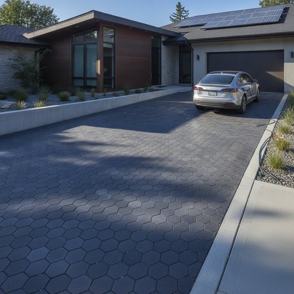 Image for Solar Driveways Cost $25K–$75K But Generate Less Than Roofs