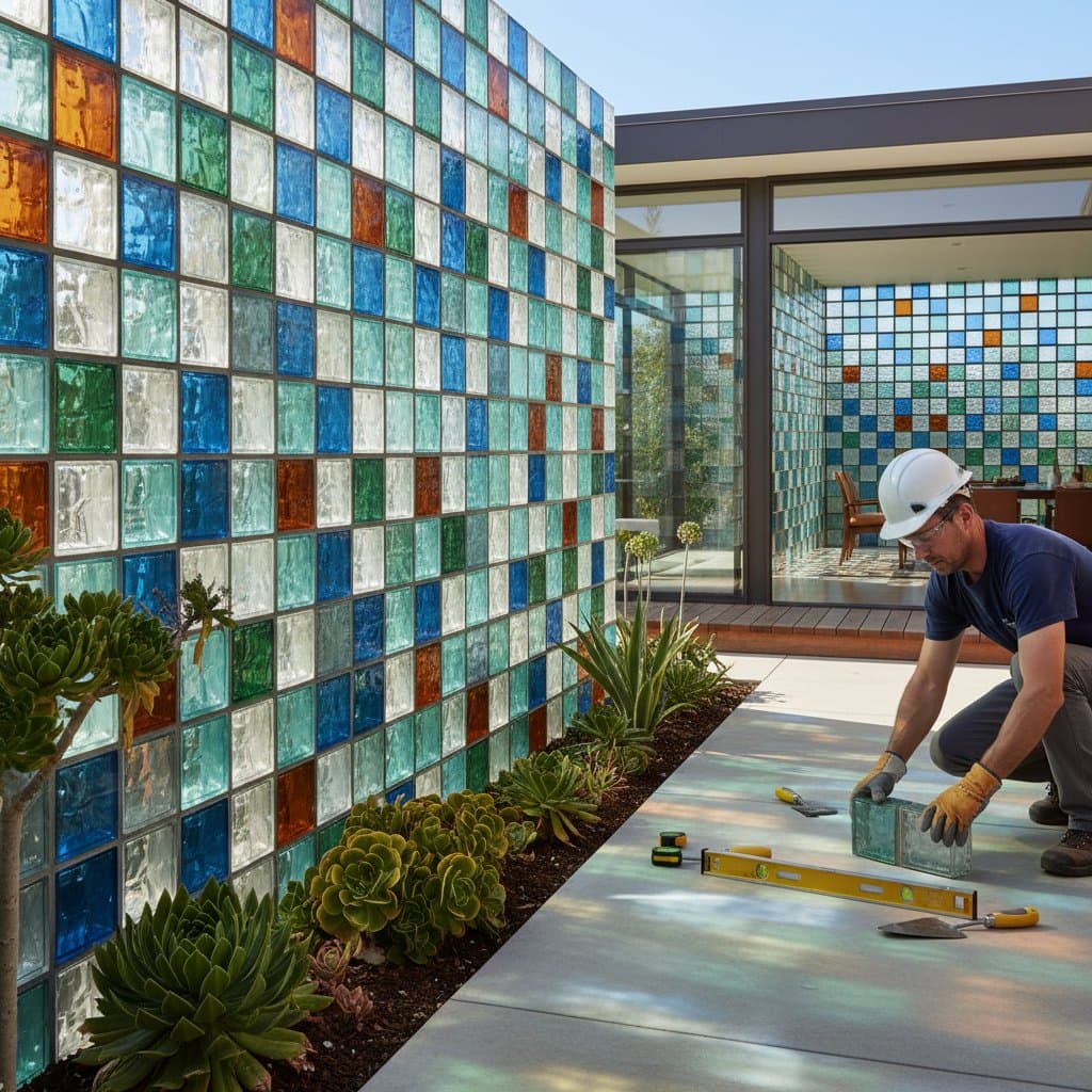 Recycled Glass Bricks Cut Waste While Building Walls